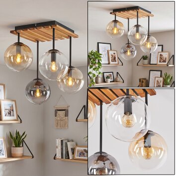 Gastor plafonnier à globes E14 4 flammes boho pour salon et salle à manger