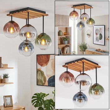 Gastor plafonnier à boules 4 lumières E14, style vintage boho pour salon