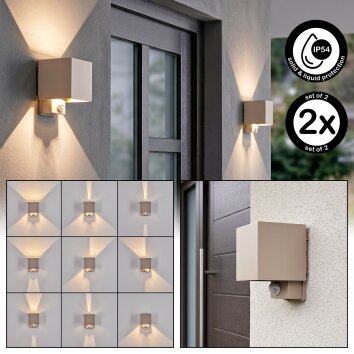 Applique murale LED Tamarin, lot de 2, 3000 Kelvin blanc chaud, détecteur de mouvement