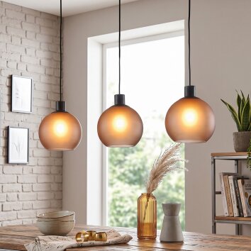Nolen Hängeleuchte 3-flammig mit Rauchglas, ø 19 cm, Länge 105,5 cm