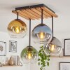 Koyoto plafonnier suspendu salon 4 lumières E14 avec abat-jour globe rétro