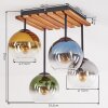Koyoto plafonnier suspendu salon 4 lumières E14 avec abat-jour globe rétro