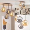 Plafonnier moderne Gastor à 4 lumières, abat-jour en verre ambre et fumé, E14