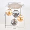 Plafonnier moderne Gastor à 4 lumières, abat-jour en verre ambre et fumé, E14