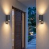 Applique murale Up & Down Kingstown cylindrique, lot de 2, détecteur de mouvement IP44