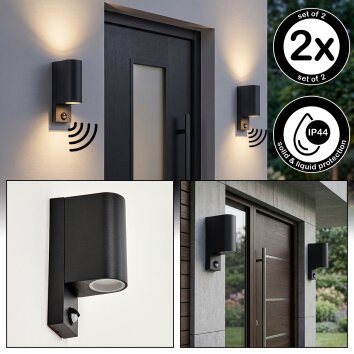 Applique murale Up & Down Kingstown cylindrique, lot de 2, détecteur de mouvement IP44