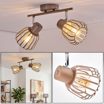 Keldor plafonnier spot orientable à 2 lumières E27 avec abat-jour cage