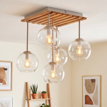 Koyoto plafonnier rétro vintage à 5 globes E14 pour salon et salle à manger
