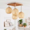 Plafonnier Basto en rotin bambou, lampe de plafond bohème 4 lumières E14