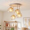 Koyoto plafonnier à globes ronds vintage, 4 lumières E14, Ø 38 cm, rétro