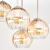 Koyoto plafonnier à globes ronds vintage, 4 lumières E14, Ø 38 cm, rétro