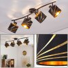 Spot de plafond Alsen à 4 lumières avec têtes orientables et abat-jour noirs à motifs dorés