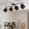 Plafonnier Alsen 4 spots orientables, rampe allongée avec abat-jour ajourés