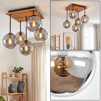 Gastor plafonnier à globes 5 flammes, lampe de plafond rétro pour salon