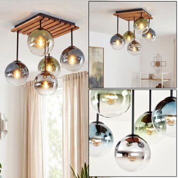 Gastor plafonnier boule à 5 lumières, globes suspendus rétro pour salon et salle à manger