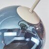 Plafonnier moderne Chehalis à 6 abat-jour ronds en verre bleu, vert et cuivré