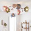 Plafonnier moderne Chehalis à 6 lumières avec abat-jour en verre multicolores, ø 12 cm
