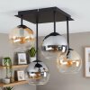 Plafonnier Koyoto lampe de plafond 4 lumières E14, abat-jour globe vintage