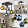Koyoto plafonnier vintage à globes, 4 flammes E14, forme carrée rétro