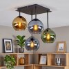 Koyoto plafonnier vintage à globes, 4 flammes E14, forme carrée rétro