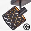 Spot de plafond Alsen, abat-jour ajourés à chevrons or et noir, têtes orientables