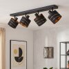 Spot de plafond Alsen à 4 lumières, têtes orientables, abat-jour noirs et dorés
