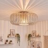 Plafonnier cage scandinave Wemude, structure ronde ajourée couleur sable, E27