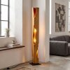 Lampadaire en colonne de bois écru Sernadelo moderne à découpes ondulées, E27