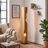 Lampadaire moderne Sernadelo en bois écru, découpes organiques et douilles E27 visibles