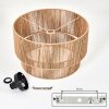 Plafonnier cylindrique bohème Tamir à double abat-jour en corde écru, structure brune