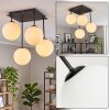 Plafonnier cluster moderne Gastor avec 4 abat-jour ronds blancs en verre