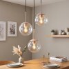 Suspension moderne Gastor, trois abat-jour en verre clair en grappe pour la table à manger