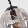 Plafonnier moderne à 4 lumières Gastor, socle à lattes de bois et abat-jour fumés ø 15 cm