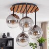 Plafonnier moderne à 4 lumières Gastor avec abat-jour en verre fumé et clair en grappe