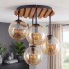 Plafonnier moderne à 4 lumières Gastor, avec des abat-jour ronds en verre ambré en grappe