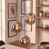 Suspension Gastor en verre fumé à trois abat-jour ronds pour la table à manger