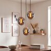 Suspension Gastor en verre fumé à trois abat-jour ronds pour la table à manger