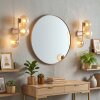 Applique murale moderne Gastor en lot de 2 avec trois abat-jour en verre ambre et clair