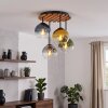Plafonnier moderne Koyoto à 4 lumières, abat-jour en verre fumé, bleu, vert, or et clair