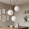 Suspension Gastor, trois abat-jour ronds blancs, pour la table à manger, réglable au montage