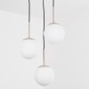 Suspension Gastor, trois abat-jour ronds blancs, pour la table à manger, réglable au montage