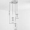 Suspension moderne Gastor en grappe, 3 abat-jour ronds en verre fumé, réglable au montage