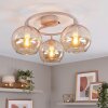 Plafonnier moderne Koyoto à trois lumières, abat-jour ronds en verre ambré