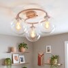 Plafonnier moderne Gastor à trois lumières avec abat-jour ronds en verre clair