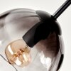 Suspension moderne Koyoto à cinq lumières avec socle à lattes de bois écru