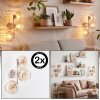 Applique murale Koyoto sable, set de 2, abat-jour ronds en verre cannelé ambre et clair
