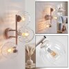 Applique murale moderne Koyoto structure sable avec 3 abat-jour ronds en verre clair