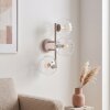 Applique murale moderne Koyoto structure sable avec 3 abat-jour ronds en verre clair