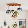Plafonnier Gastor avec 5 abat-jour ronds en verre multicolores pour la table à manger