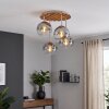 Plafonnier style bohème Koyoto à 4 lumières, avec abat-jour ronds en verre fumé et clair
